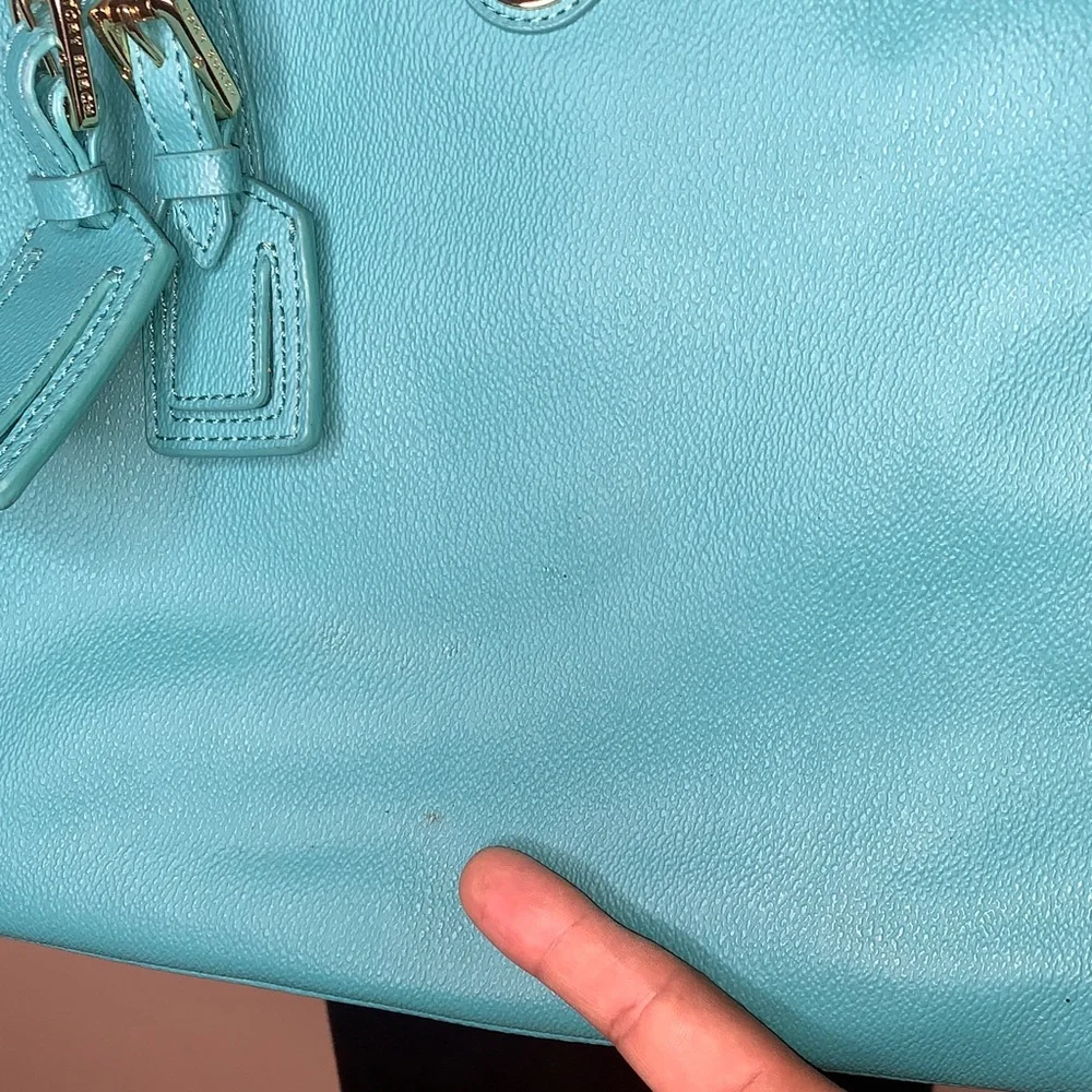 Tory Burch Turquoise/Gold Leather Tote